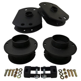 2x precision laser cut carbon steel front spring spacers, 2x US steel rear spring spacers, 2x 1/4" carbon steel shock relocation brackets