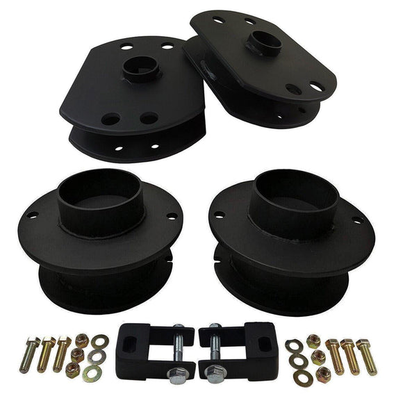 2x precision laser cut carbon steel front spring spacers, 2x US steel rear spring spacers, 2x 1/4