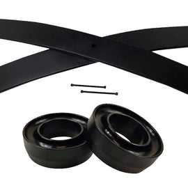 Full lift kit for Dodge Dakota consisting of 2x T6 Aircraft Billet Front Spring Spacers, 2x 21.5" Steel Add-A-Leaf Springs, & Installation Hardware