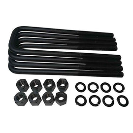 4x Certified Carbon Steel Leaf Spring Axle U-Bolts with Grade 8 Hi-nuts, and Security Spring Washers