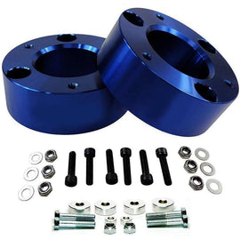 Blue 2x Front Billet Lift Strut Spacers, differential drop kit