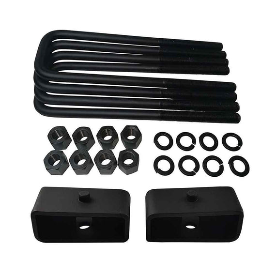 Chevrolet GMC 8-Lug K1500 K2500 K3500 Steel Lift Blocks and Square U-Bolts Kit UBRBST10-514 - 2 inch