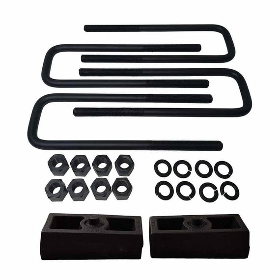 Chevrolet GMC C1500 C2500 C3500 Cast Iron Lift Blocks and Square U-Bolts Kit UBRB12-389 - 1.5 inch