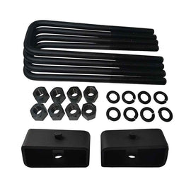 Chevrolet Silverado 1500HD 2500HD 3500HD 8-Lug Steel Lift Blocks and Square U-Bolts Kit UBRBST10-501 - 2 inch