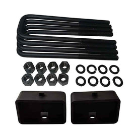 GMC Sierra Chevrolet Silverado 2500HD 3500HD 4WD Steel Lift Blocks and 15-Inch Square U-Bolts Kit UBRB15-09 - 3 inch