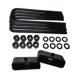 GMC Sierra Chevrolet Silverado 2500HD 3500HD 4WD Steel Lift Blocks and 15-Inch Square U-Bolts Kit UBRB15-12 - 1.5 inch